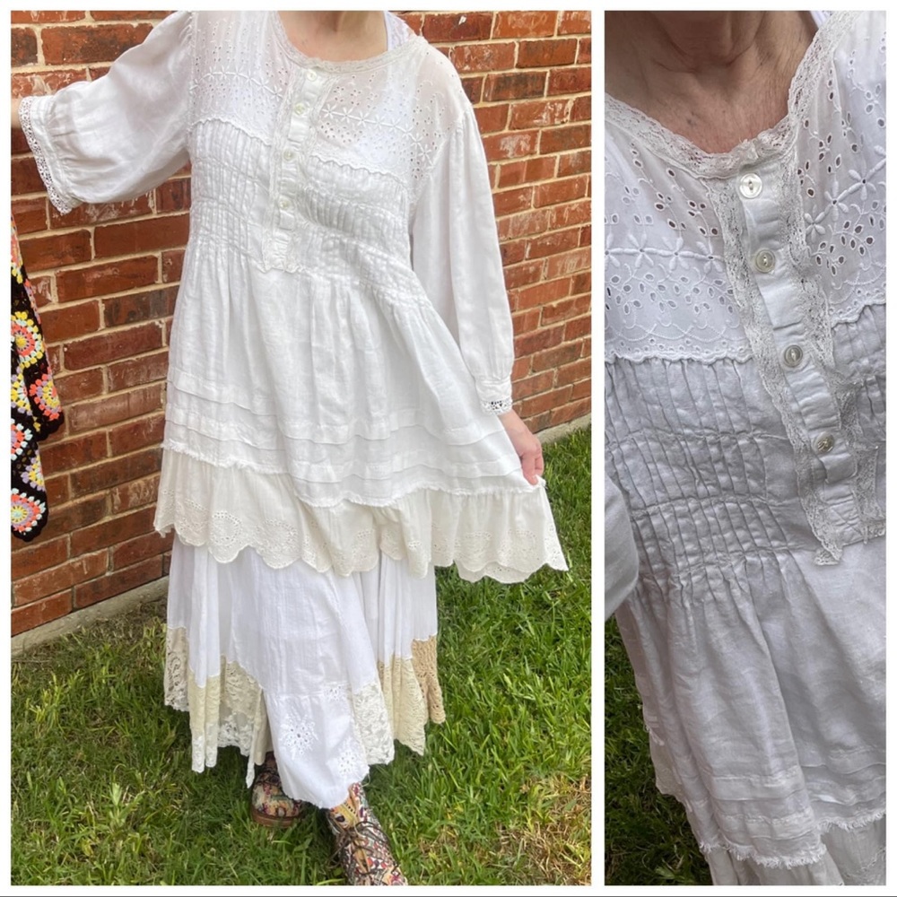 Magnolia Pearl EUC LIFYA ANTIQUE WHITE LINEN TOP/TUNIC
